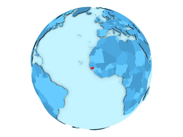 Guinea-Bissau on blue globe isolated — Stock Photo, Image