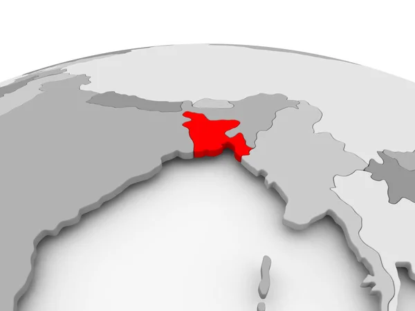 Bangladesh on grey globe — Stock Photo, Image