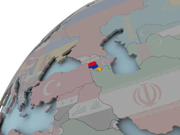Karte von Armenien mit Fahne — Stockfoto