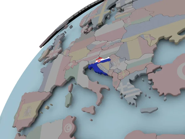 Mapa Chorwacji z flagą — Zdjęcie stockowe