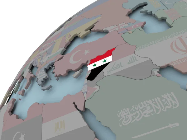 Mapa z Syrii z flagą — Zdjęcie stockowe