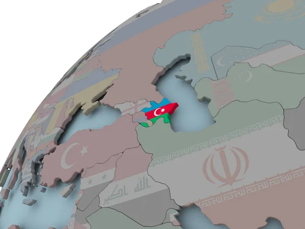 Karte von Azerbaijan mit Fahne — Stockfoto