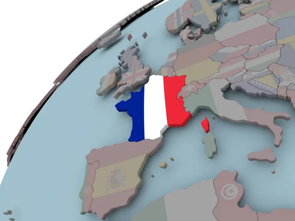 Mappa della Francia con la bandiera — Foto Stock