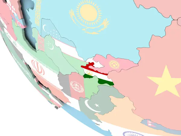 塔吉克斯坦与地球上的标志 — 图库照片