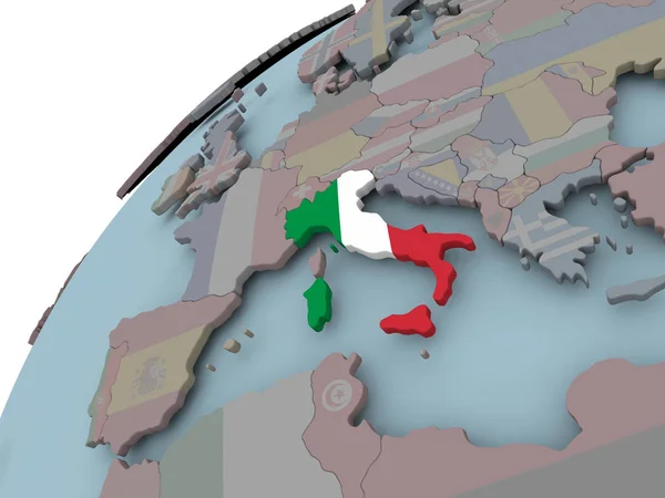Карта Италии с флагом — стоковое фото