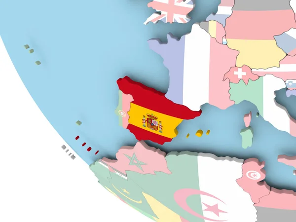 西班牙与地球上的标志 — 图库照片