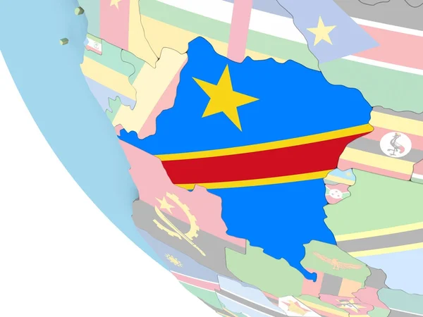 Demokratiska republiken Kongo med flagga på Globen — Stockfoto