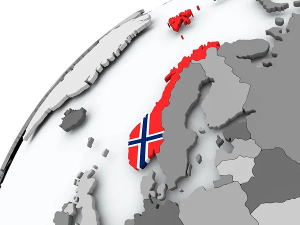 Drapeau de la Norvège sur globe gris — Photo