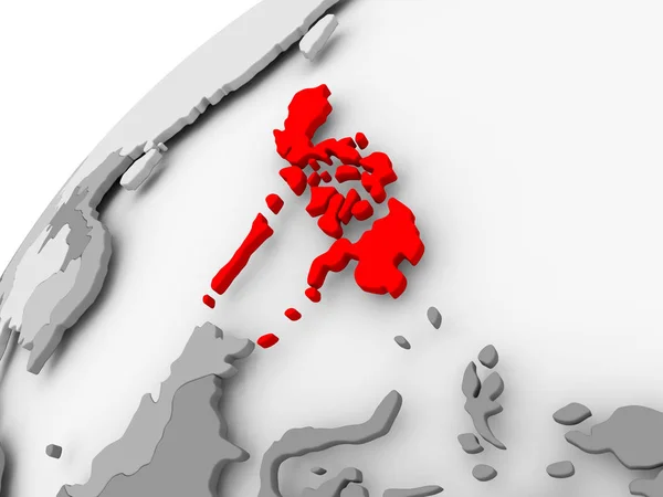Filipíny na šedé politické globe — Stock fotografie