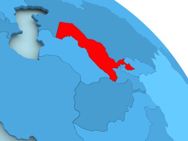 Özbekistan mavi dünya üzerinde
