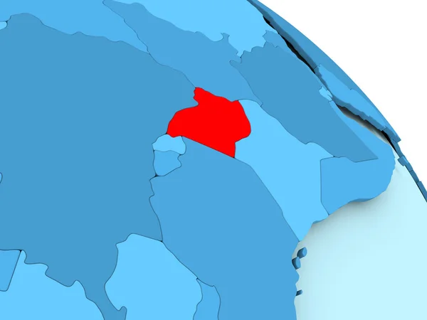 Uganda auf blauem Globus — Stockfoto