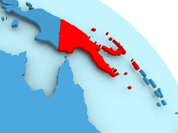 Papua Neuguinea auf blauem Globus — Stockfoto