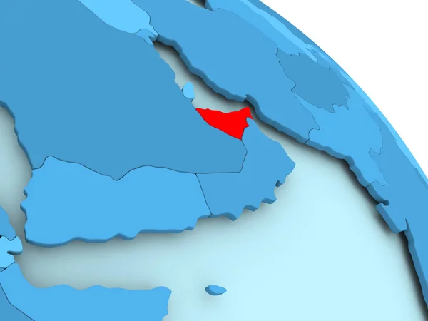 Об'єднані Арабські Емірати на синій глобус — стокове фото