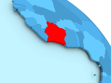 Fildişi Sahili mavi dünya üzerinde