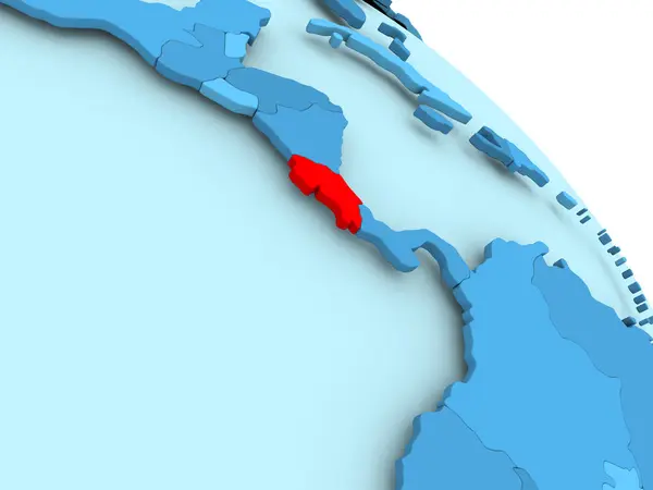 Costa Rica auf blauem Globus — Stockfoto