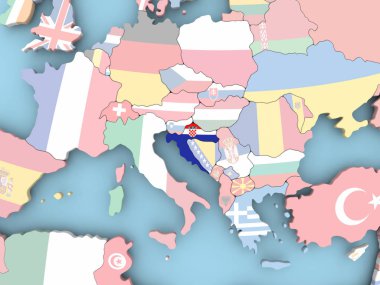 Dünya üzerinde bayrak ile Danimarka Haritası