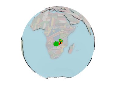 Zambiya Dünya üzerinde bayrak ile