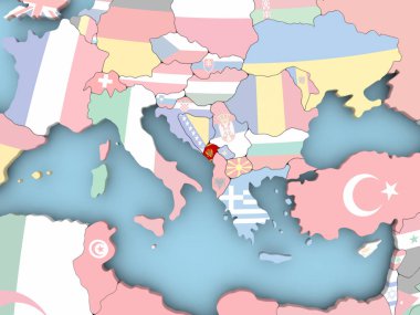 Dünya üzerinde bayrak ile Çek Cumhuriyeti haritası