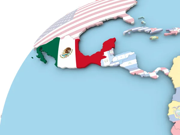 Μεξικό στο globe με σημαία — Φωτογραφία Αρχείου