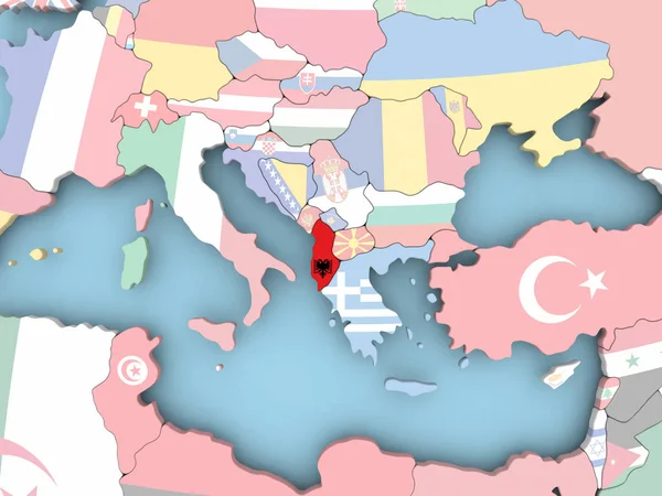 Mapa Węgry z flagą na całym świecie — Zdjęcie stockowe