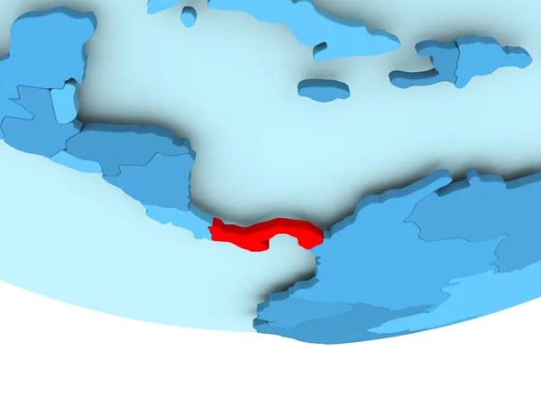 Panama v červené barvě na modré mapy — Stock fotografie