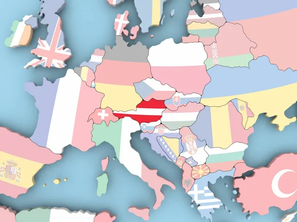 Карта Італії з прапором по всьому світу — стокове фото