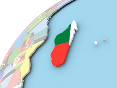 Madagaskar bayrağı ile dünya üzerinde