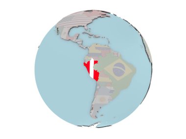 Dünya üzerinde bayrak ile Peru