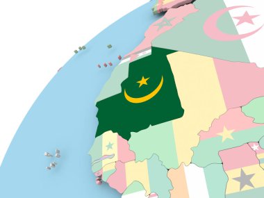 Moritanya bayrak ile dünya üzerinde