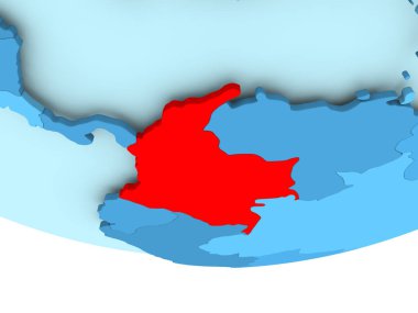 Mavi haritada kırmızı Kolombiya