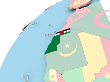 Batı Sahra bayrak ile dünya üzerinde