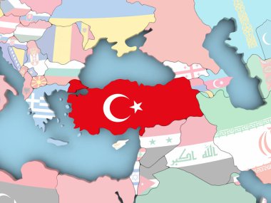 Dünya üzerinde bayrak ile Birleşik Arap Emirlikleri Haritası