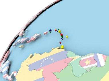 Caribbean bayrak ile dünya üzerinde