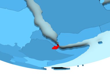 Cibuti kırmızı mavi harita üzerinde