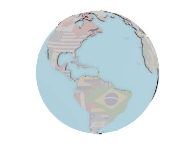 Caribbean dünya üzerinde bayrak ile