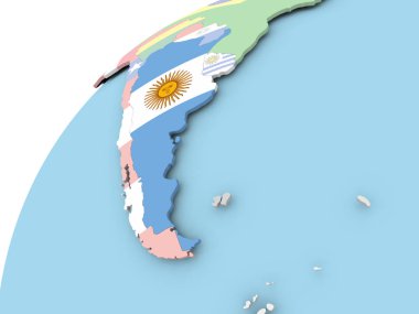 Arjantin bayrağı ile dünya üzerinde