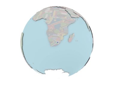 Lesotho dünya üzerinde bayrak ile