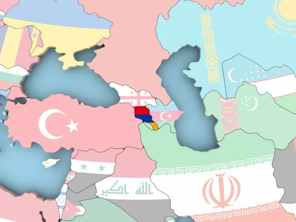 Karte von Syrien mit Flagge auf Globus — Stockfoto