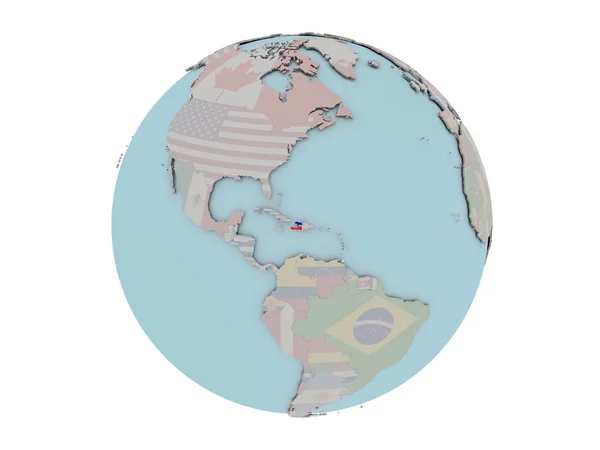 Haïti avec drapeau sur le globe — Photo
