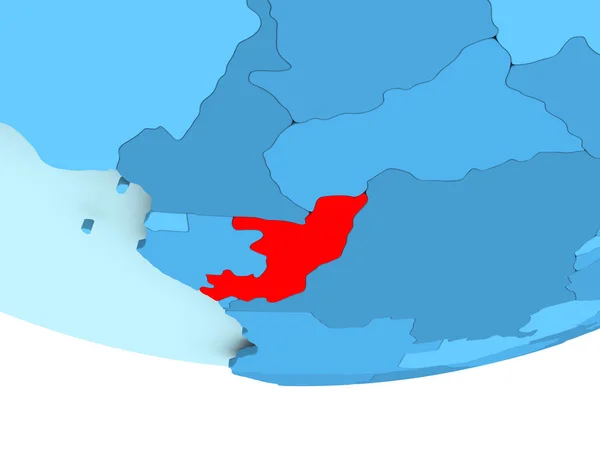 青い地図上の赤でコンゴ — ストック写真