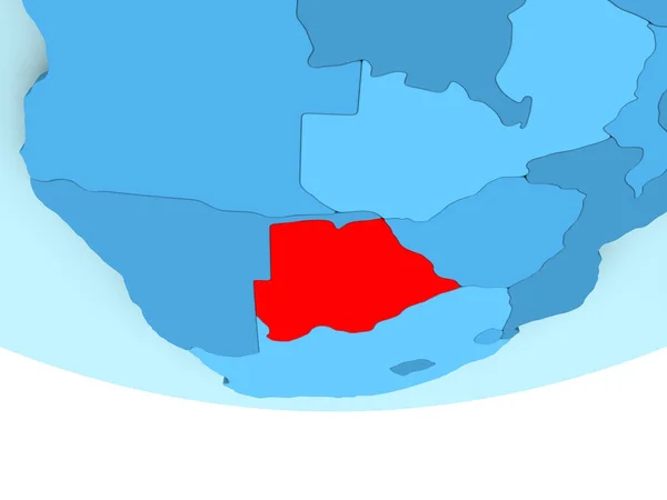 Botswana en rouge sur la carte bleue — Photo