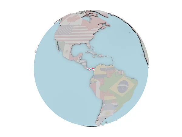 Panama with flag on globe — Stock Photo, Image