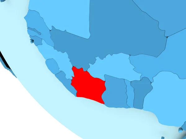 Ivoorkust op blauwe politieke wereldbol — Stockfoto