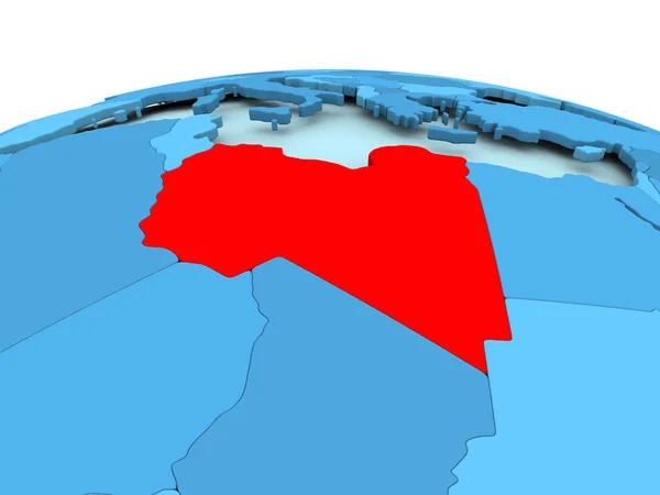 Líbia no globo político azul — Fotografia de Stock