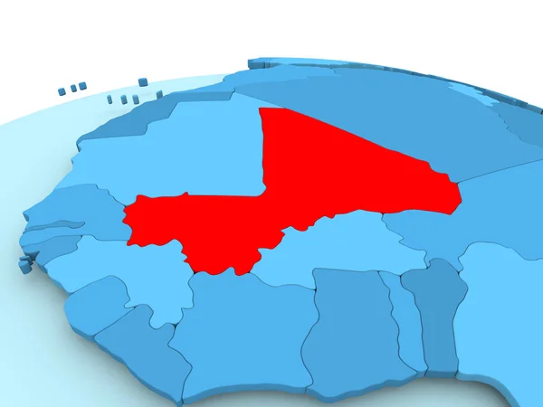 Mali auf blauem politischem Globus — Stockfoto