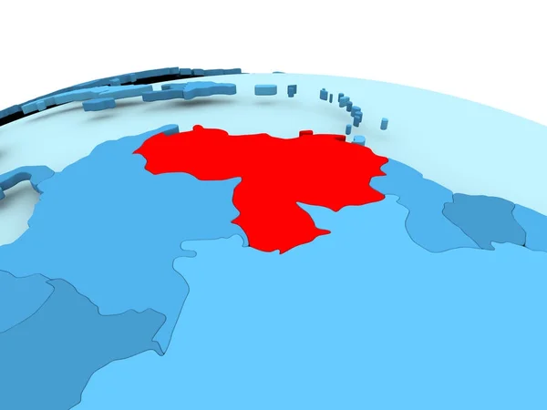 Venezuela on blue political globe — Stock Photo, Image