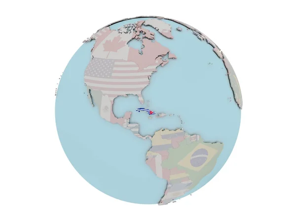 Cuba with flag on globe — Stock Photo, Image