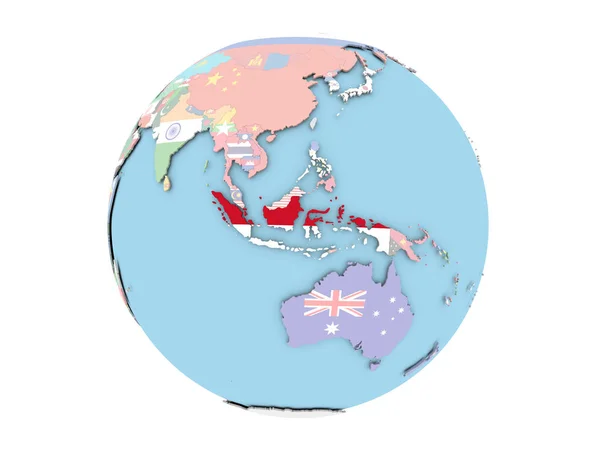 Indonesien på globe isolerade — Stockfoto