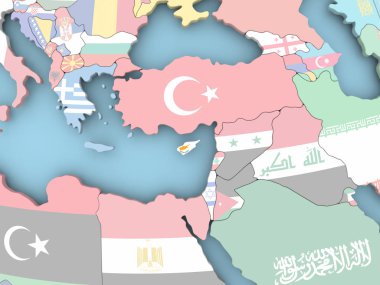 Hırvatistan Haritası dünya üzerinde bayrak ile