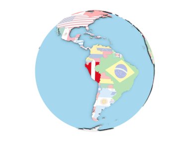Peru izole küre üzerinde